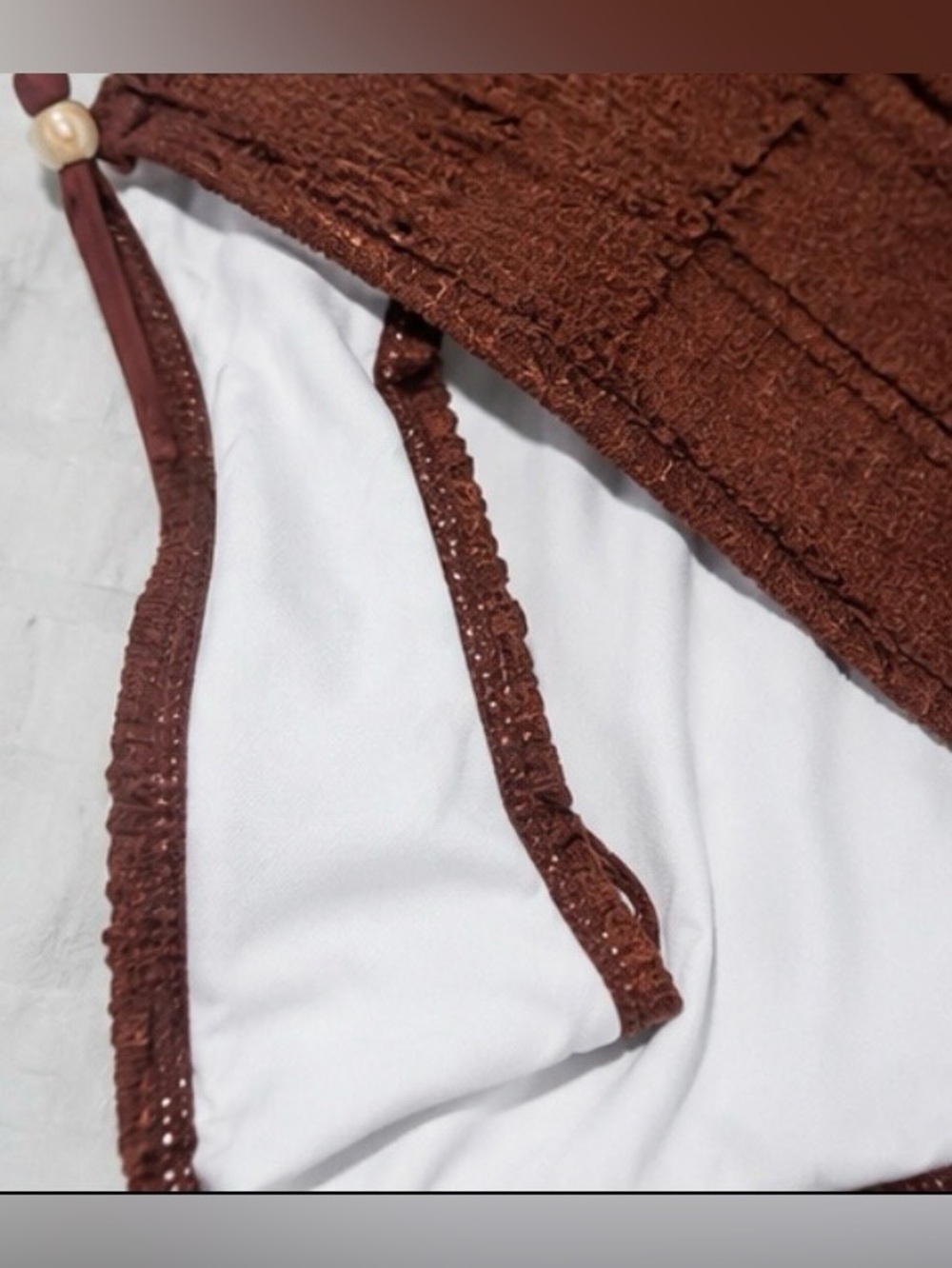 Brown Textured Tankini Swimsuit Set - Picture 6 of 7